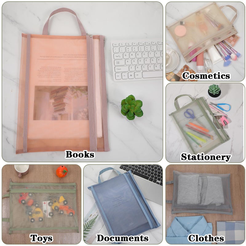 AojSup 20 Pack Mesh Zipper Pouches A4 Size, Double Layer Mesh Storage Bags with Zipper Handle for Organizing Documents, Cosmetics, Toiletries, Office Supplies, Travel Essentials and Home Organization - Image 4