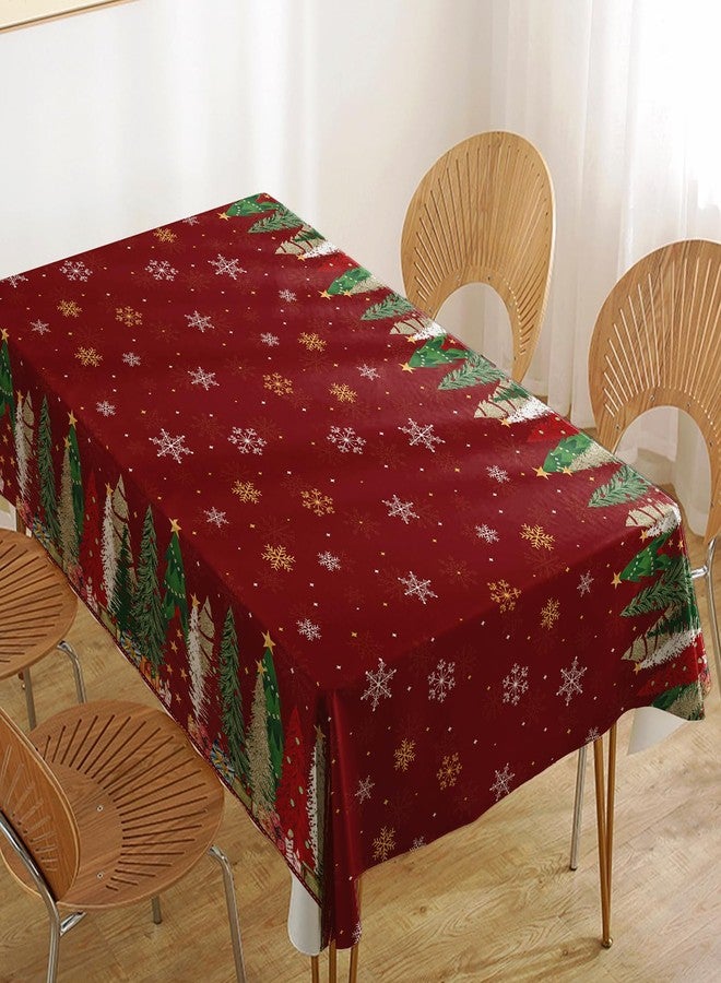 Zharkoo Christmas Tree Table Cover, 54×108 Inch Plastic Holiday Tablecloth with Snowflakes and Green Tree Design, Disposable Table Decor for Christmas Dinner and Party, Rectangle Tables Cloth for Kids - Image 5