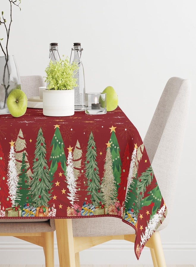 Zharkoo Christmas Tree Table Cover, 54×108 Inch Plastic Holiday Tablecloth with Snowflakes and Green Tree Design, Disposable Table Decor for Christmas Dinner and Party, Rectangle Tables Cloth for Kids - Image 3