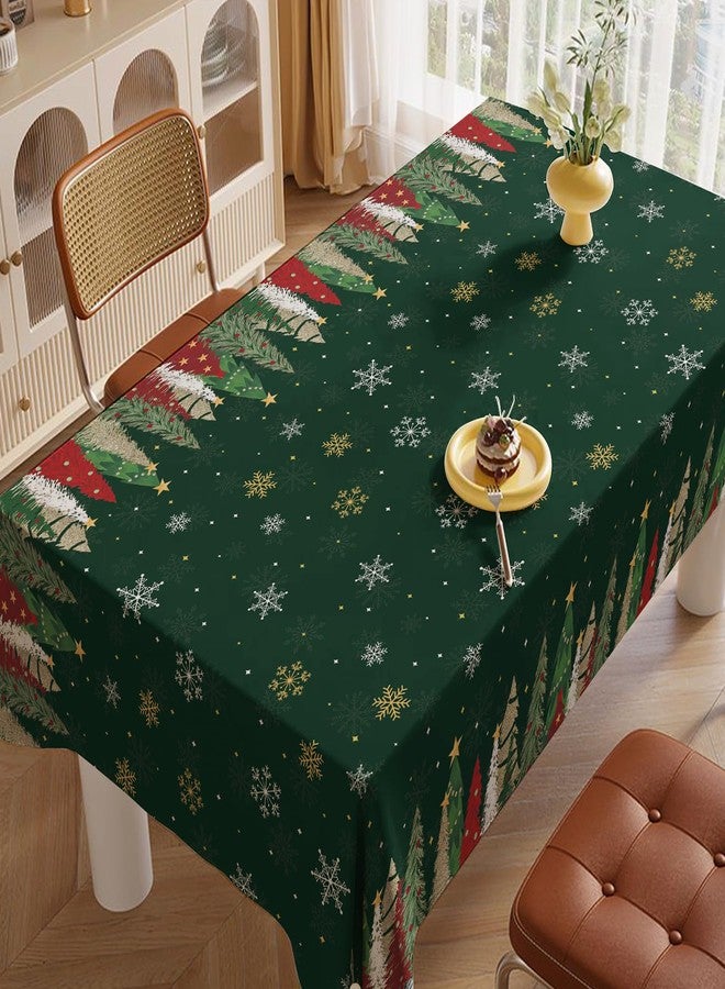 Zharkoo Christmas Tree Table Cover, 54×108 Inch Plastic Holiday Tablecloth with Snowflakes and Green Tree Design, Disposable Table Decor for Christmas Dinner and Party, Rectangle Tables Cloth for Kids - Image 4