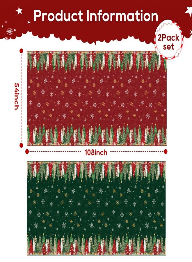 Zharkoo Christmas Tree Table Cover, 54×108 Inch Plastic Holiday Tablecloth with Snowflakes and Green Tree Design, Disposable Table Decor for Christmas Dinner and Party, Rectangle Tables Cloth for Kids - Image 2