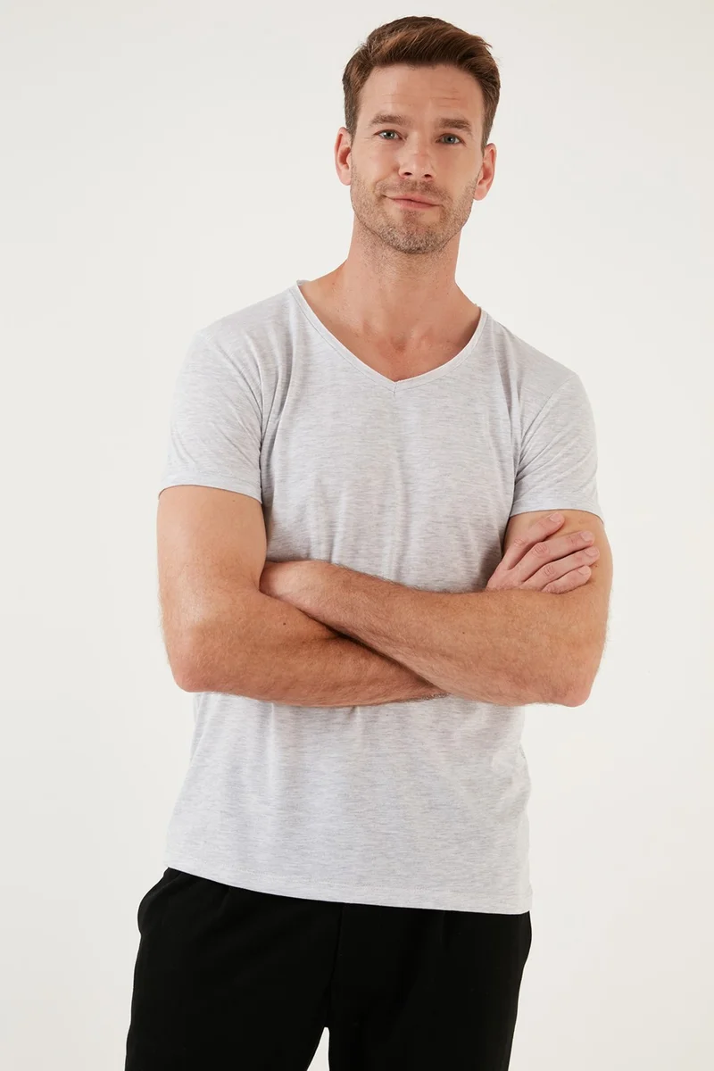 بوراتي Cotton Slim Fit V-Neck Basic T Shirt Men's T Shirt 5412001