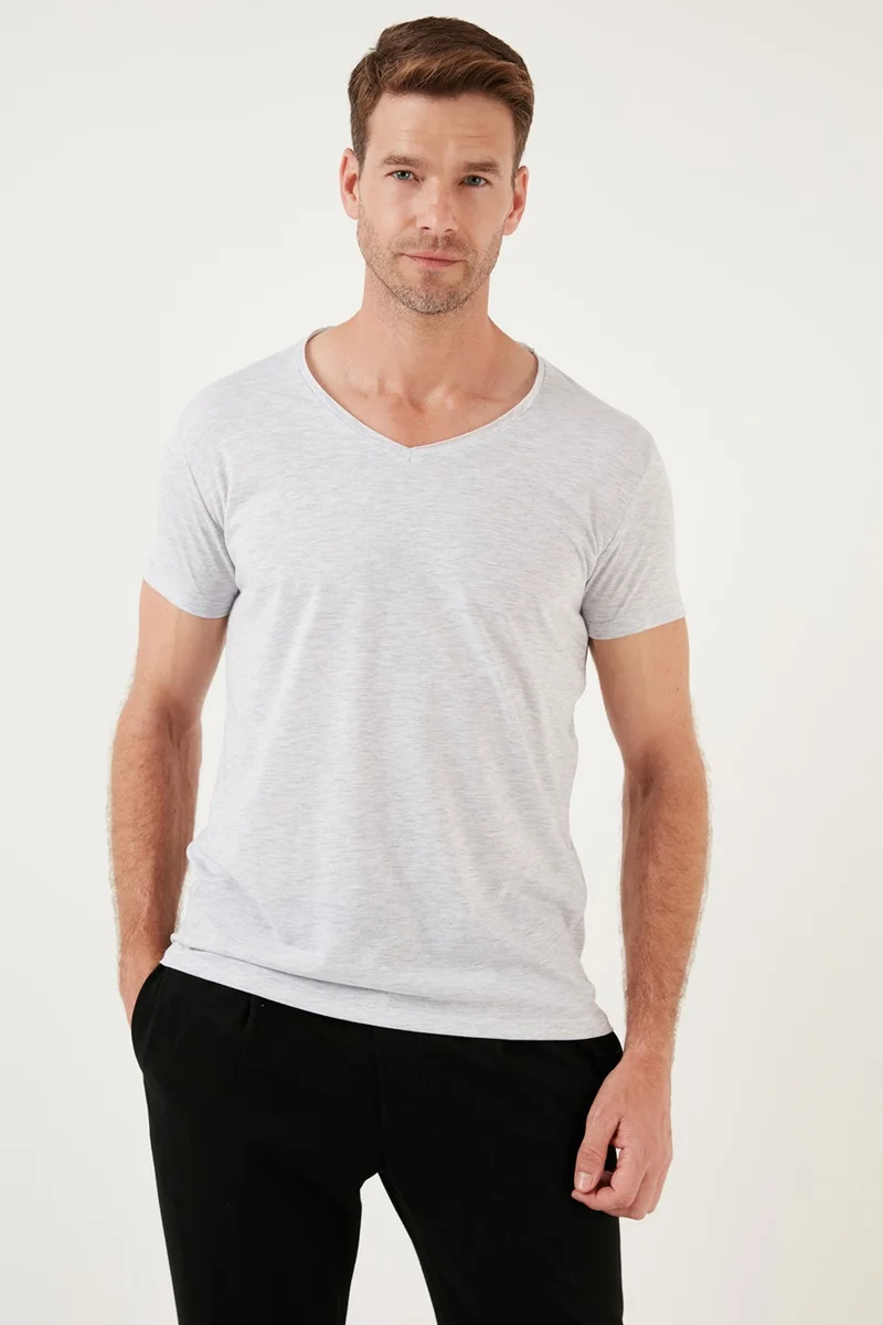 بوراتي Cotton Slim Fit V-Neck Basic T Shirt Men's T Shirt 5412001