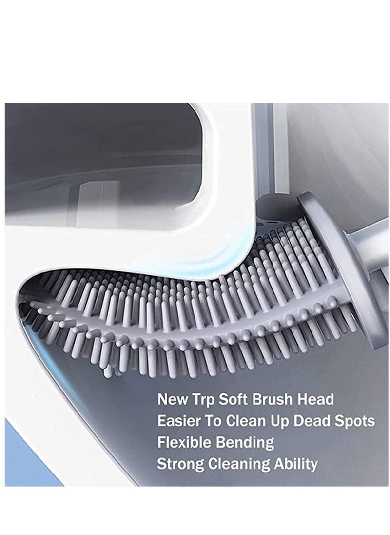 Y&D - Toilet Brush, with 2 Clean Brushes, Cleaning System, Wall Wand No-Slip Long Handle Soft Silicone Bristle Corner Easily - Image 1