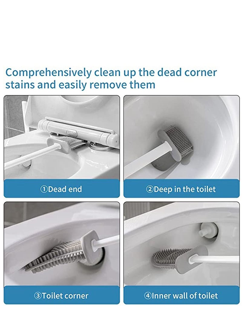 Y&D - Toilet Brush, with 2 Clean Brushes, Cleaning System, Wall Wand No-Slip Long Handle Soft Silicone Bristle Corner Easily - Image 1