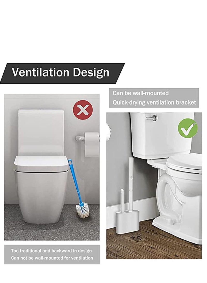 Y&D - Toilet Brush, with 2 Clean Brushes, Cleaning System, Wall Wand No-Slip Long Handle Soft Silicone Bristle Corner Easily - Image 1