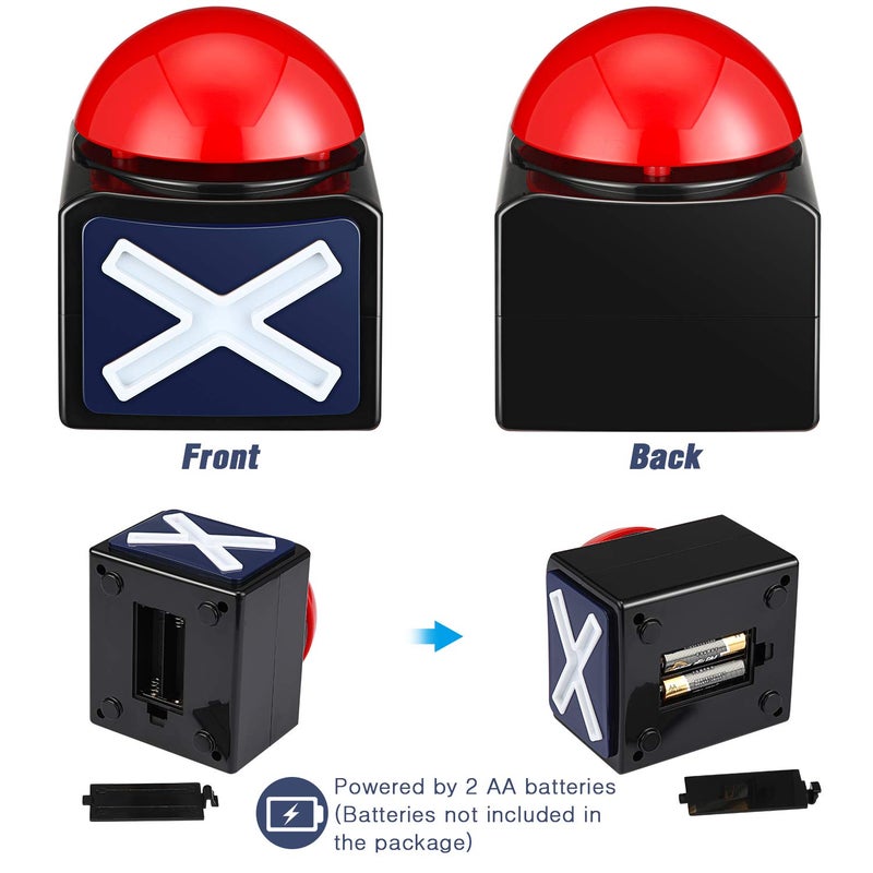 Gejoy 4 Packs Game Answer Buzzers, Buzzer Alarm Buttons with Sound and Light, Quiz Game Show Party Contest Answer Button Props for Adults Teens Boys Girls - Image 3