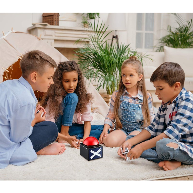 Gejoy 4 Packs Game Answer Buzzers, Buzzer Alarm Buttons with Sound and Light, Quiz Game Show Party Contest Answer Button Props for Adults Teens Boys Girls - Image 5