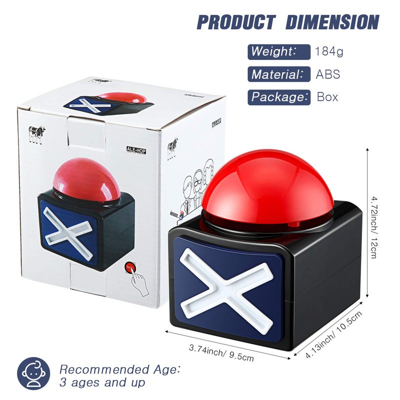 Gejoy 4 Packs Game Answer Buzzers, Buzzer Alarm Buttons with Sound and Light, Quiz Game Show Party Contest Answer Button Props for Adults Teens Boys Girls - Image 2