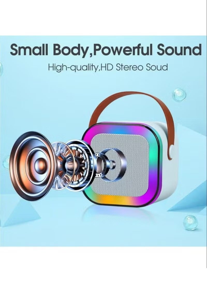 إلفسا آلة كاريوكي للأطفال، مكبر صوت كاريوكي صغير محمول يعمل بالبلوتوث مع ميكروفونين لاسلكيين وأضواء ملونة LED للأطفال والكبار، هدايا ألعاب للبنات والأولاد والعائلة والحفلات المنزلية باللون الأزرق - Image 5