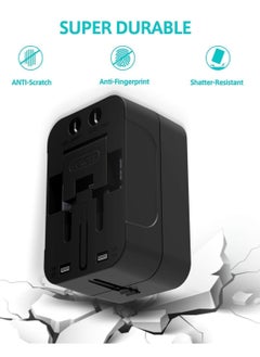 ELTRAZONE Dual USB Universal Travel Adapter, International All in One Worldwide Travel Adapter and Wall Charger with USB Ports with Multi Type Power Outlet USB 2.1A,100-250 Voltage Travel Charger (Black)  - Image 2