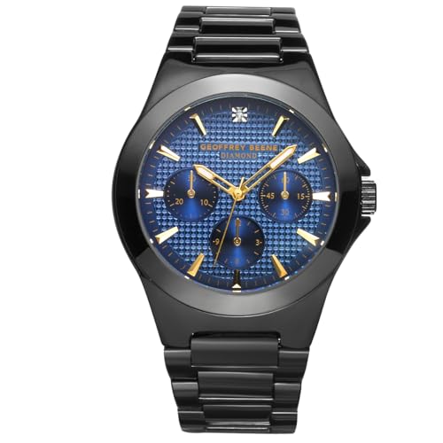 Geoffrey Beene Men's Gunmetal Metal Dress Watch, Genuine Diamond Accent Dial, Classic Quartz, Elegant Design (Gunmetal) - Image 1