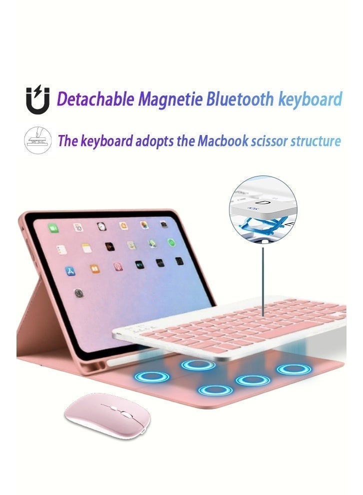 حافظة iPad من الجيل الحادي عشر (A16 2025) وحافظة لوحة مفاتيح سحرية من الجيل العاشر مقاس 10.9 بوصة - حافظة iPad مع حامل مثلث للوحة المفاتيح وفتحة قلم مدمجة وخاصية الاستيقاظ الذكي/إيقاف تشغيل الشاشة/مجموعة هدايا بقيمة 89 درهمًا إماراتيًا / واقي شاشة 2 في 1/واقي غبار الصحراء/قلم كتابة/حافظة جلدية حافظة iPad A16 - وردي - Image 2