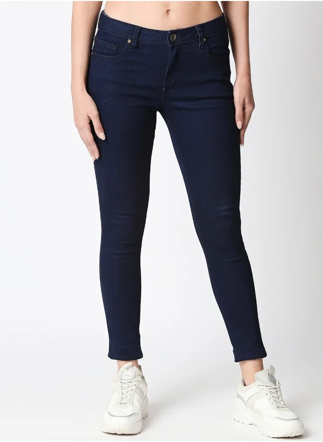 HIGH STAR Womens Blue Solid Jeans