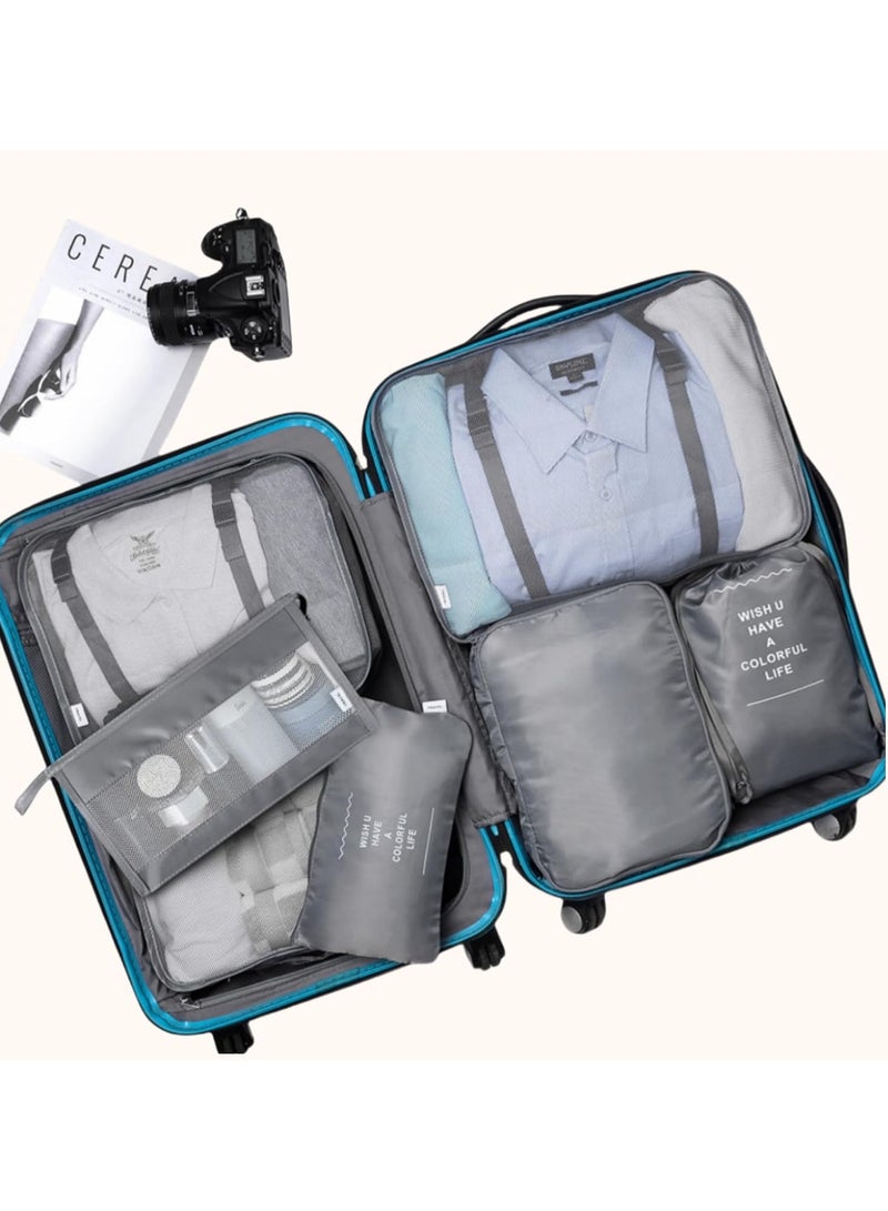 عربست مدير السفر - مجموعة من 7 قطع من الأمتعة القابلة لإعادة الاستخدام المحمولة ، ومناسبة لإدارة الأمتعة ، وحقيبة التخزين ، مضغوط حقيبة ، حقيبة السفر مع سستة ( رمادي ) - Image 2