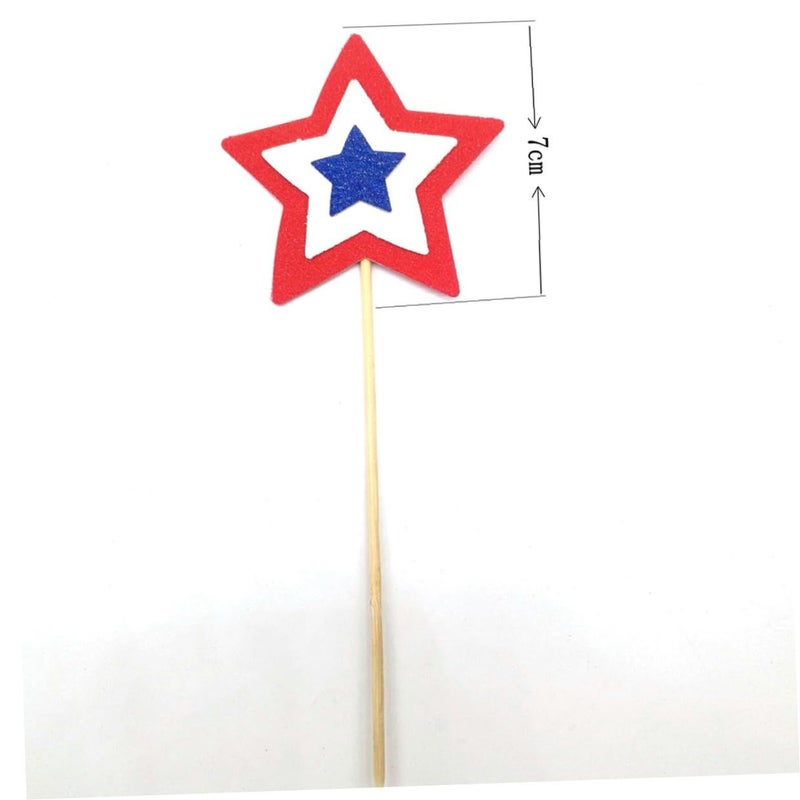 Tricolor Pentagram Cake Toppers 15pcs Birthday Party Decoration Cake Picks - Image 3