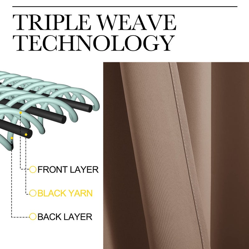 NICETOWN Blackout Curtains and Draperies for Living Room - (Cappuccino Color) 52 inches Wide by 95 inches Long, Set of 2 Pieces, Insulated Solid Drape Panels - Image 4