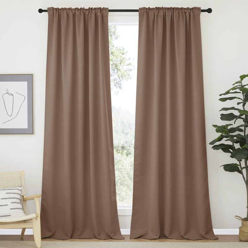 NICETOWN Blackout Curtains and Draperies for Living Room - (Cappuccino Color) 52 inches Wide by 95 inches Long, Set of 2 Pieces, Insulated Solid Drape Panels - Image 2