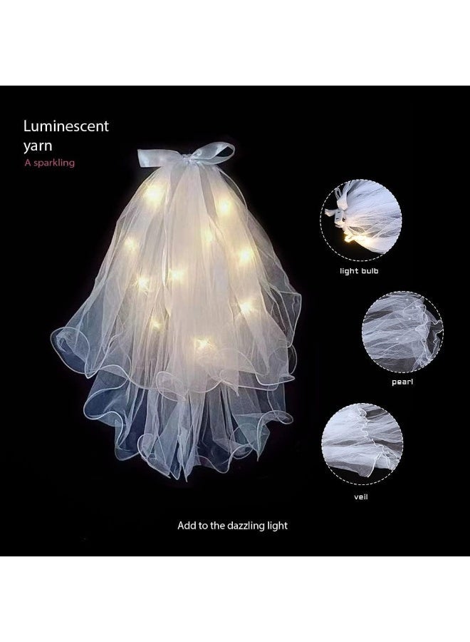 Light Up LED Wedding Veil for Bride – Warm Light, 2 Tiers Bachelorette Party Hair Accessory - Image 5
