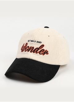 New Style Women Men Autumn Winter Warm Baseball Cap Letter Embroidered Splicing Peaked cap Korean Version Versatile Casual Adjustable Hat Black+Beige
