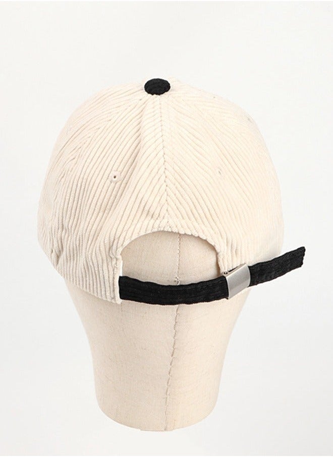 NIBEMINENT - New Style Women Men Autumn Winter Warm Baseball Cap Letter Embroidered Splicing Peaked cap Korean Version Versatile Casual Adjustable Hat Black+Beige - Image 1