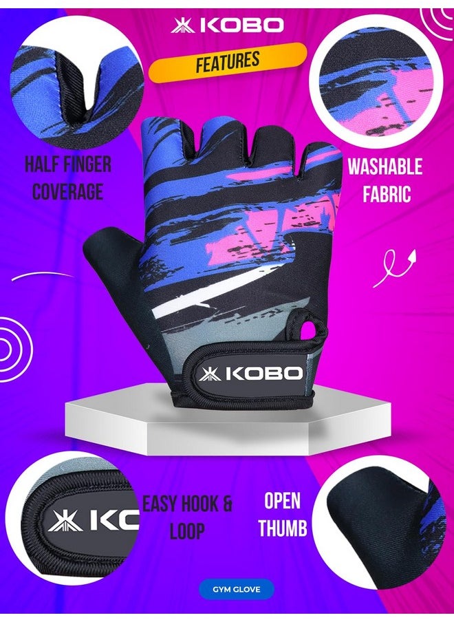 Kobo Kobo Suede Wtg-66 Weight Lifting Gym Gloves Hand Protector for Fitness Training,Blue  - Image 4