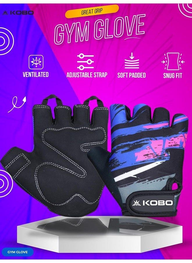 Kobo Kobo Suede Wtg-66 Weight Lifting Gym Gloves Hand Protector for Fitness Training,Blue  - Image 2