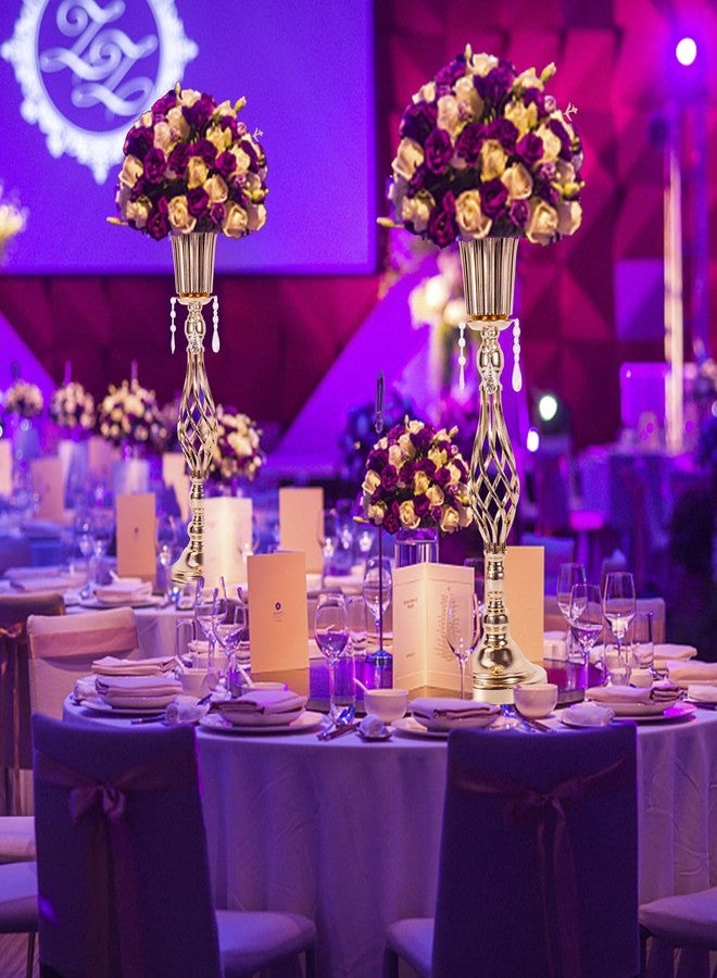 LANLONG 23.2in Gold centerpieces for Table Wedding, 2Pcs Wedding Flower Stand centerpieces for Tables, Tall Metal Flower Vase Centerpieces for Party Events Birthday Home Decoration - Image 4