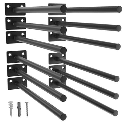 LEOPO Black 12 Pack-10 inch Floating Shelf Bracket, Concealed Shelf Support,Hidden Brackets for Floating Wood Shelves - Image 1