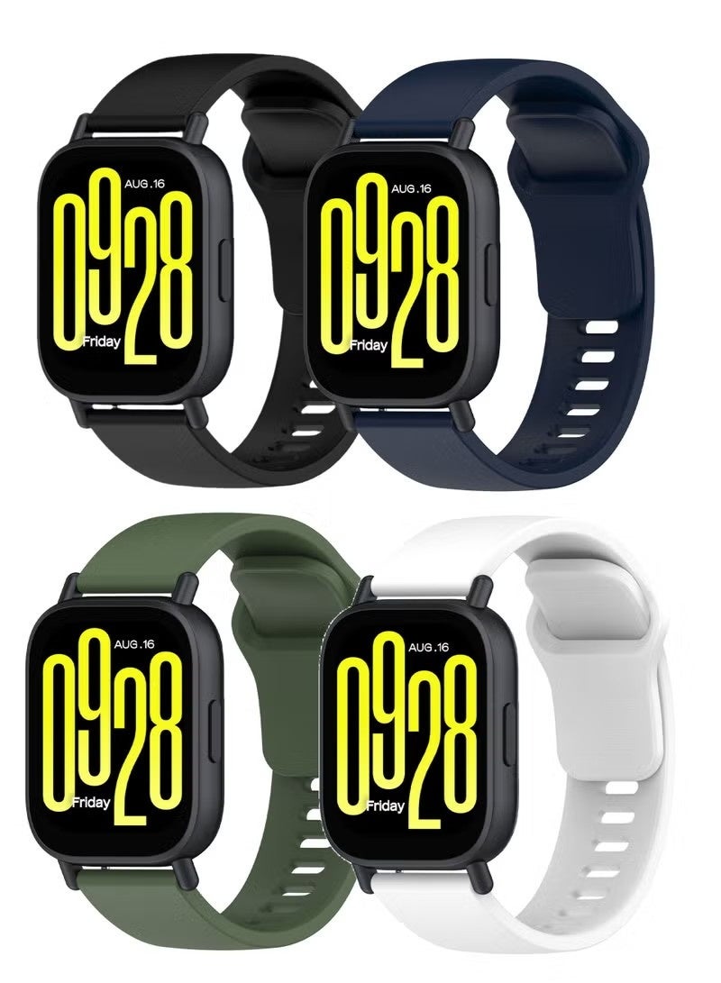 4 Pcs Silicone Strap Compatible with Redmi Watch 5 Active/Redmi Watch 5 Lite(Black + Blue + Green + White） - Image 1
