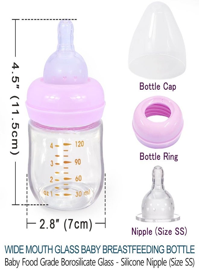 Matyz 1-Pack Glass Baby Breastfeeding Bottle With Cap (Pink, 4Oz) - Wide Neck New Born Bottles For Baby Breastfeeding - Breastfeeding Bottles For Newborn Babies Glass 4 Oz Glass Baby Bottles With Lids - Image 2
