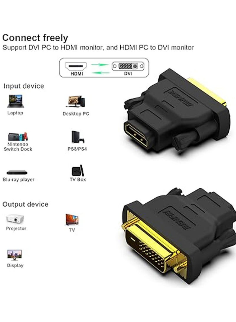 DVI to HDMI Adapter, 2 Packs Bidirectional HDMI to DVI-D Adapter with Gold-Plated Connectors - Image 3