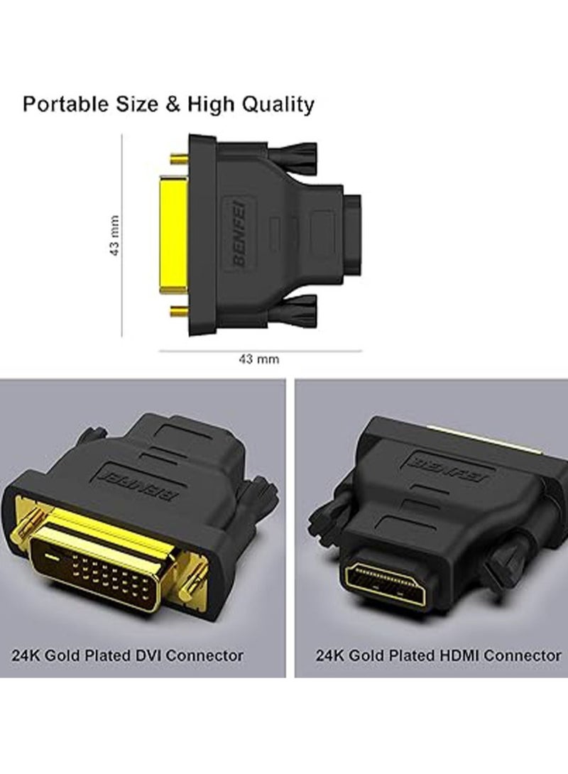 DVI to HDMI Adapter, 2 Packs Bidirectional HDMI to DVI-D Adapter with Gold-Plated Connectors - Image 5