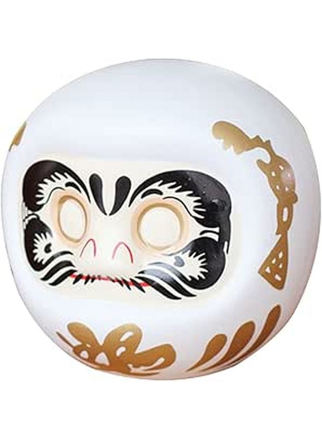 Japanese Daruma Figurine White Ceramic Piggy Bank Fortune Symbol Home Decor - Image 1
