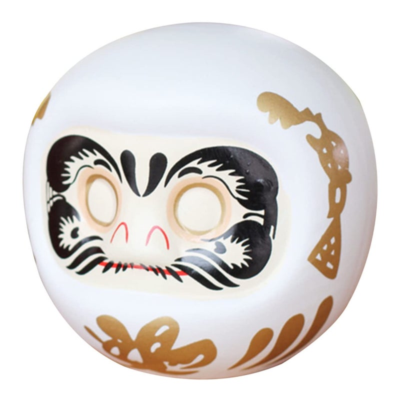 Japanese Daruma Figurine White Ceramic Piggy Bank Fortune Symbol Home Decor - Image 2