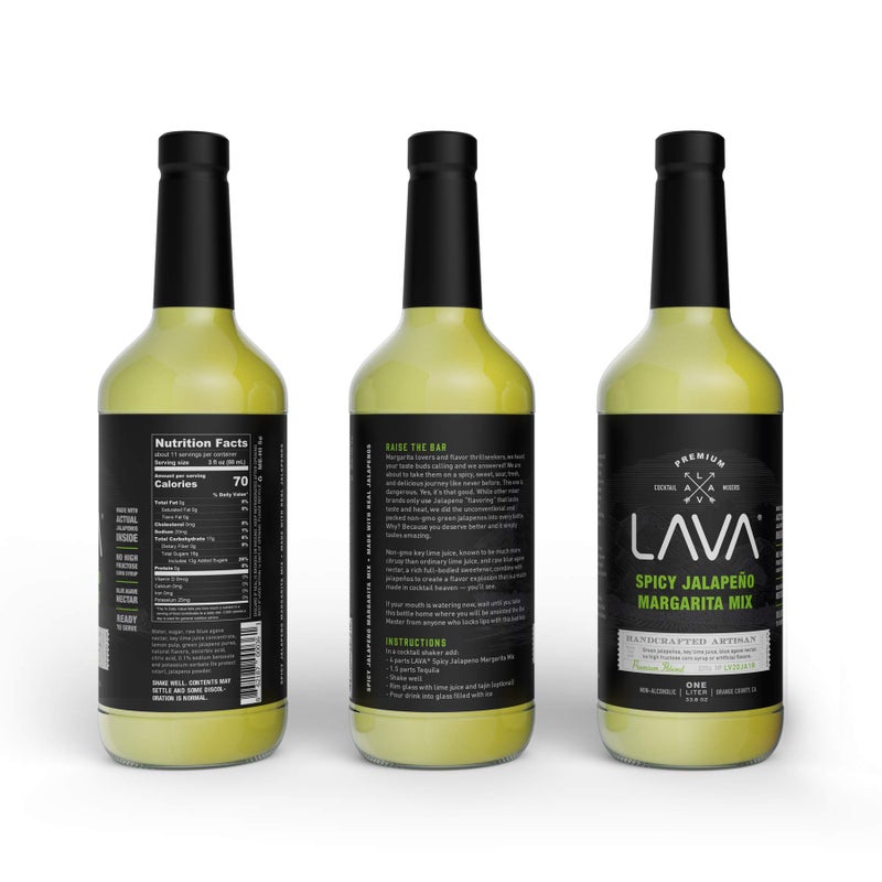LAVA Premium Spicy Jalapeño Margarita Mix by LAVA Craft Cocktail Co., Made with Real Jalapeños, Agave Nectar, Key Limes, Lots of Flavor and Ready to Use, 1-Liter Glass Bottle - Image 5