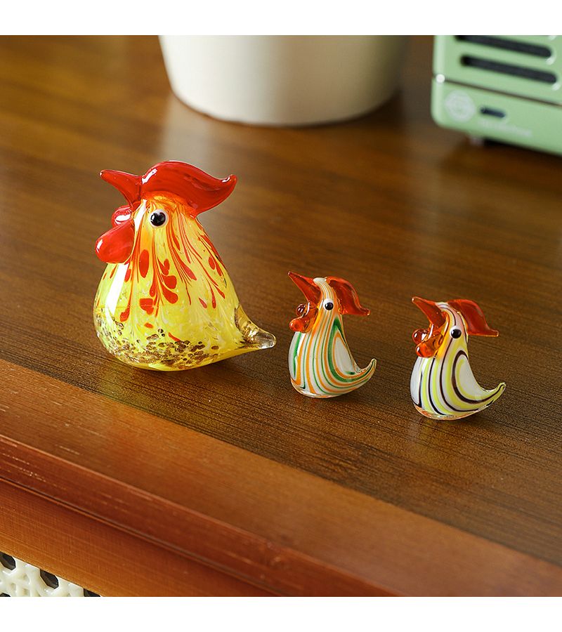 Orange Mini Glass Rooster Figurine Modern Hanging Ornament for Balcony Desk Shelf Decor - Image 4