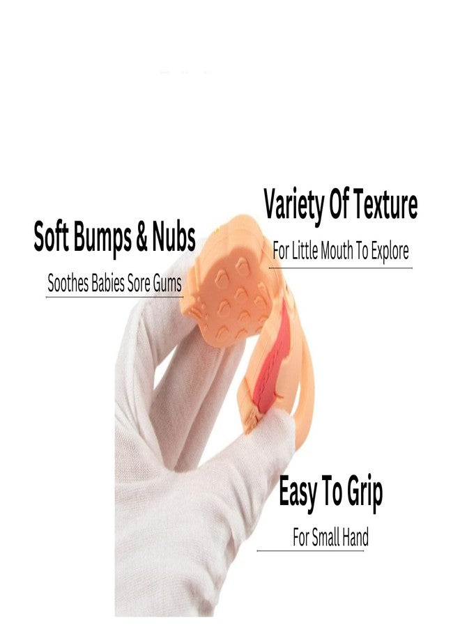 Rukan Teether 6-12 Months Soft Toys, Sensory Toys for Kids Textured Surface for Soothing Gums, BPA Free Monkey (Orange) - Image 3