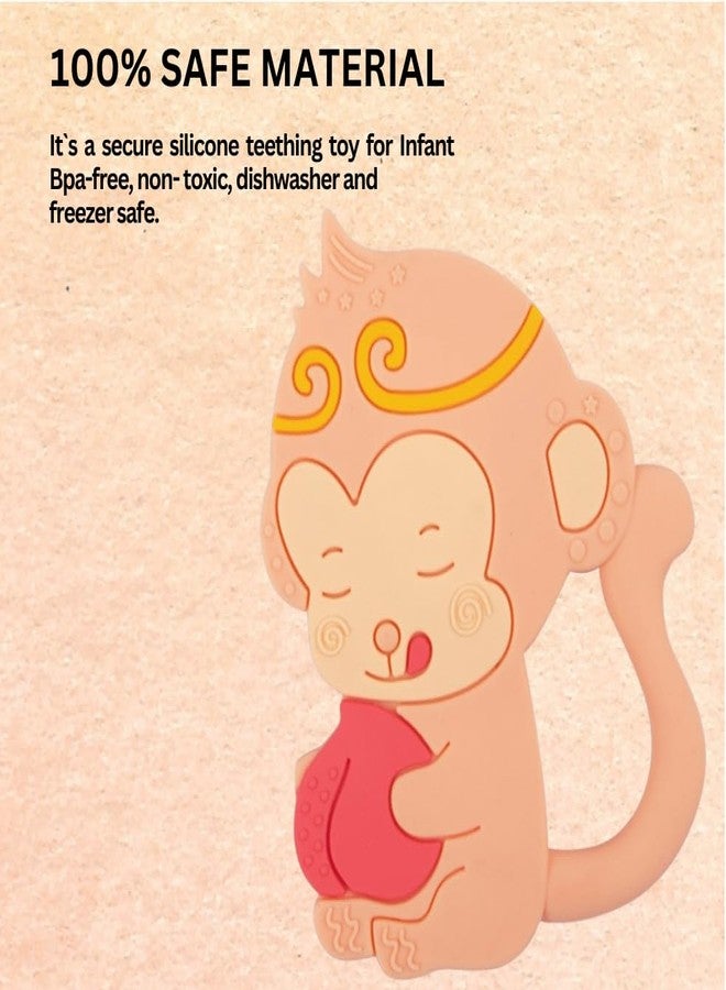 Rukan Teether 6-12 Months Soft Toys, Sensory Toys for Kids Textured Surface for Soothing Gums, BPA Free Monkey (Orange) - Image 4