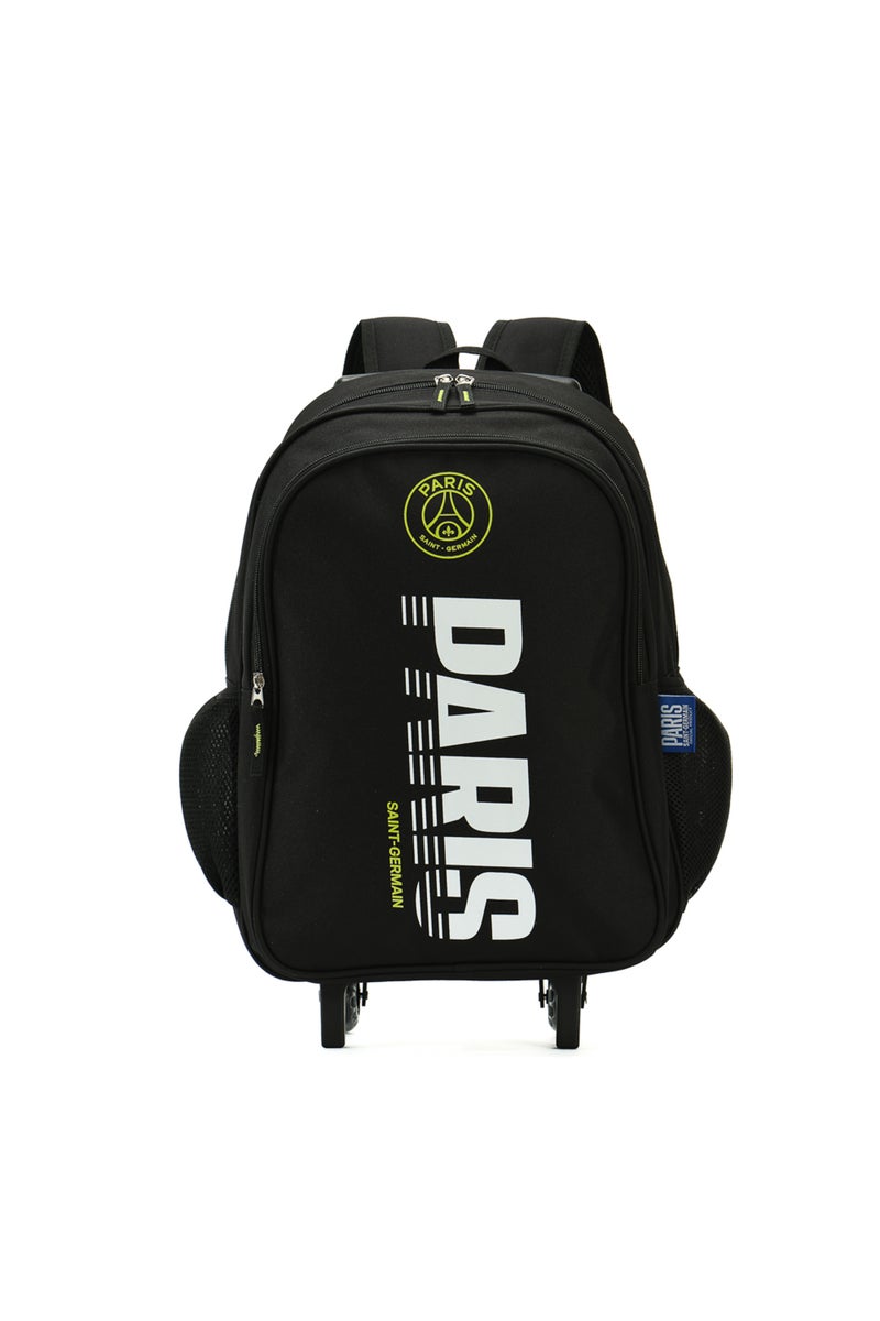 Bamboo Bark Paris Saint Germain 3-Piece Trolley Backpack Set for Boys Kids & Teens – PSG Football School Bag with Lunch Bag & Pencil Case, 2 Zipper Compartments, Black/Green - Image 1