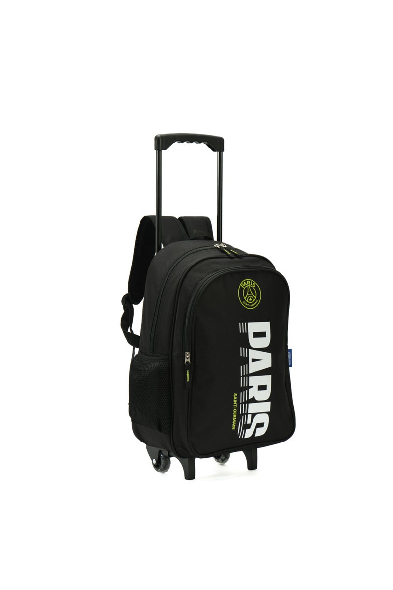 Bamboo Bark Paris Saint Germain 3-Piece Trolley Backpack Set for Boys Kids & Teens – PSG Football School Bag with Lunch Bag & Pencil Case, 2 Zipper Compartments, Black/Green - Image 2