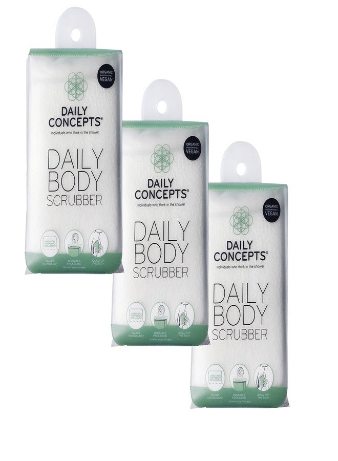 DAILY CONCEPTS Daily Body Scrubber, Soy-Based and Organic Cotton. The Bath Sponge Deeply Cleanses The Skin and Creates A Rich Foamy Lather. The Outer Texture Provides A Gentle Exfoliation - Pack of 3 - Image 1