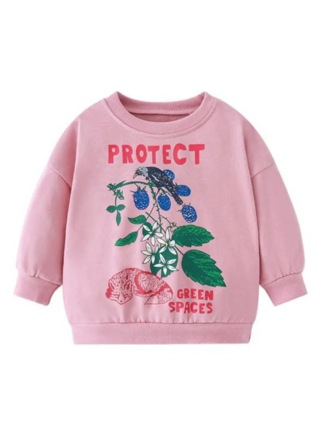 YUNIQEE Pink Printed Long Sleeve Crew Neck T-Shirt