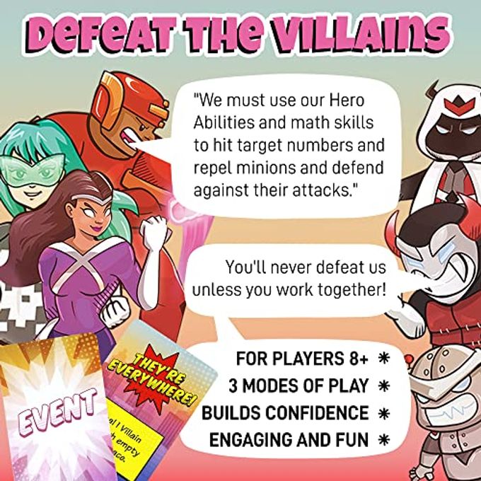 Genius Games Outnumbered: Improbable Heroes Board Game A Mensa Award Winning Superhero Math Game | Fun & Educational Game for Kids, Adults, and Families | STEM Toy to Learn Multiplication & Division - Image 3