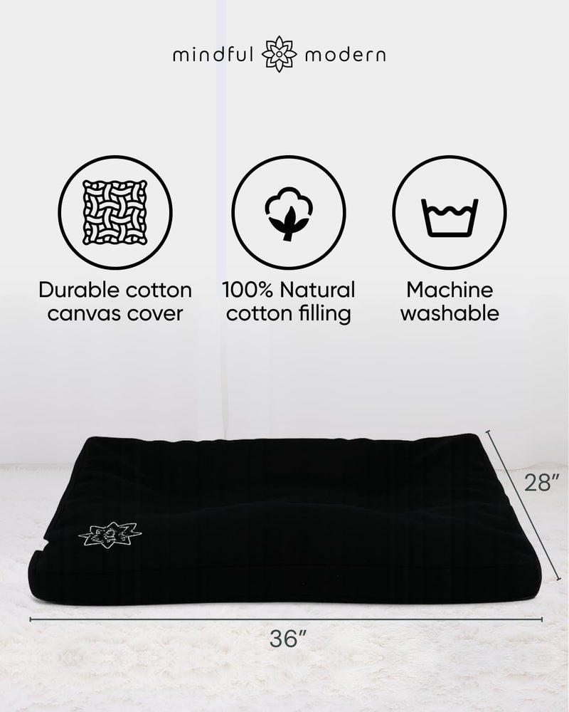 Mindful Modern Zabuton Meditation Mat - Cotton Filled Yoga and Meditation Pad - Zabuton Meditation Cushion for Kneeling and Sitting Support - Large Rectangular Sitting Floor Pillow for Bench or Zafu - Image 3