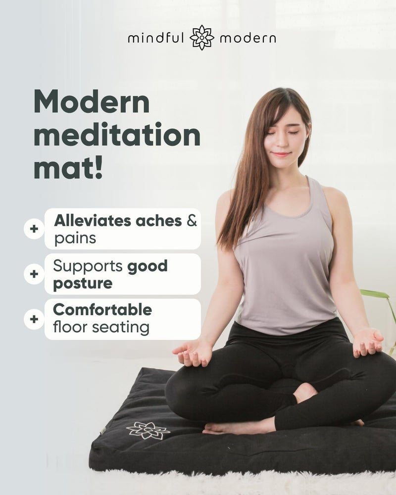Mindful Modern Zabuton Meditation Mat - Cotton Filled Yoga and Meditation Pad - Zabuton Meditation Cushion for Kneeling and Sitting Support - Large Rectangular Sitting Floor Pillow for Bench or Zafu - Image 2