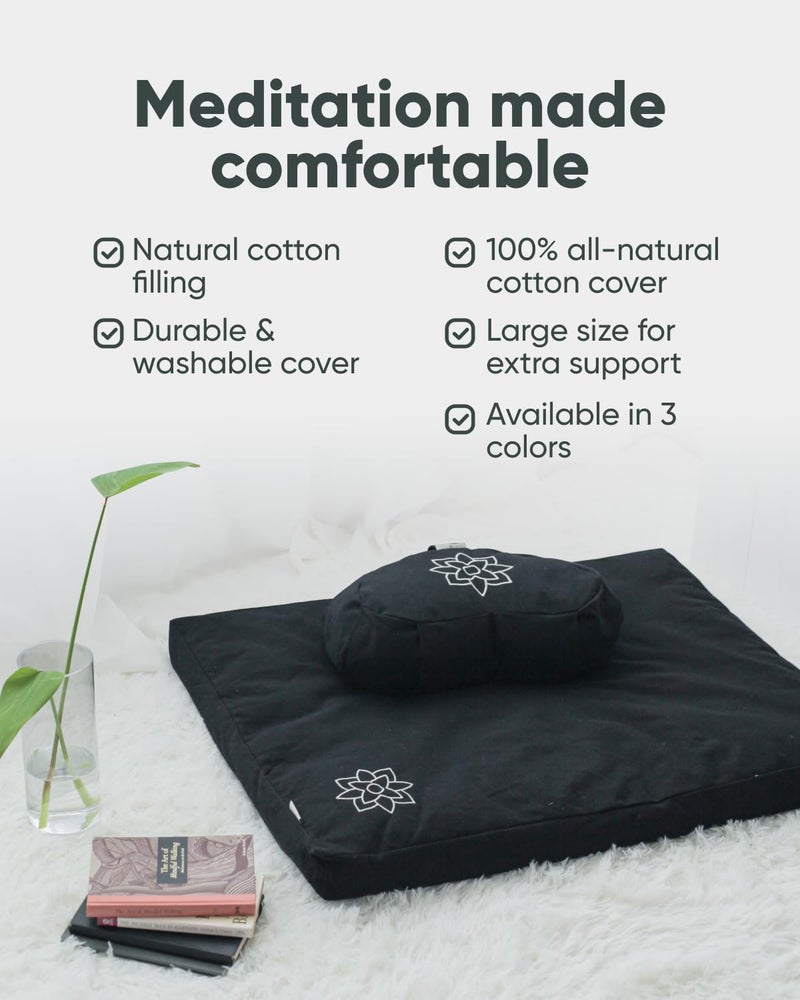 Mindful Modern Zabuton Meditation Mat - Cotton Filled Yoga and Meditation Pad - Zabuton Meditation Cushion for Kneeling and Sitting Support - Large Rectangular Sitting Floor Pillow for Bench or Zafu - Image 4
