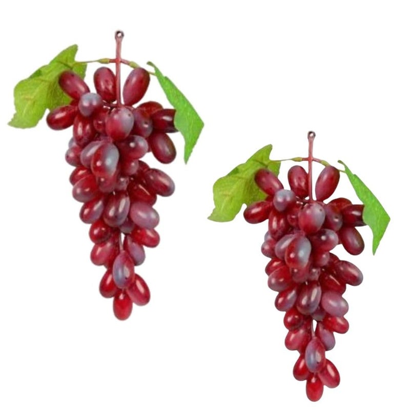 SINGAA Artificial Hanging Grapes with Leaves for Home, Garden, Car, Fruit Shop, Photography, Dining Table and Events Decoration - 46 Tips - (Pack of 2) - Image 1
