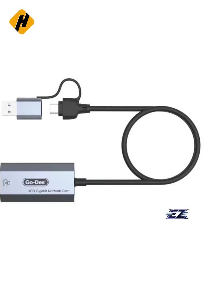 HuHa 2 in 1 Type-C and USB-A Gigabit Ethernet Converter Cable – 1000Mbps, 50cm with RJ45 Port, Aluminum Alloy Protection, Plug & Play for Windows, Linux, MacOS, and Devices  - Image 5