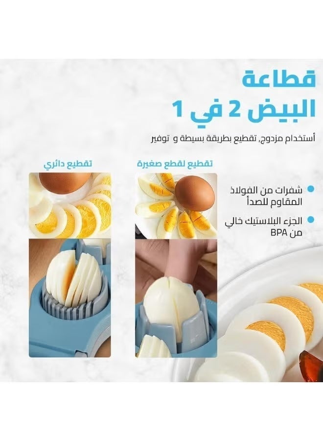 zoba Multifunctional stainless steel egg slicer—a tool for slicing hard-boiled eggs, cheese, and mushrooms featuring durable, sharp wires; easy to use and clean, and dishwasher-safe—a practical kitchen tool for salads and sandwiches. - Image 3